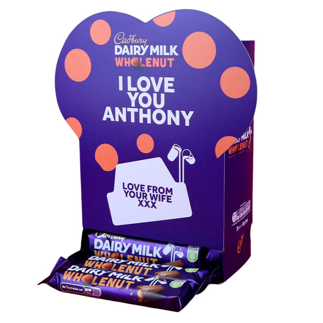 Personalised Cadbury Dairy Milk Wholenut Favourites Box - Heart Design