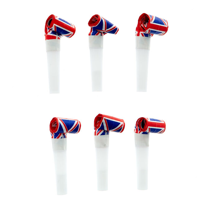 Union Jack Paper Party Blowers - Pack Of 12