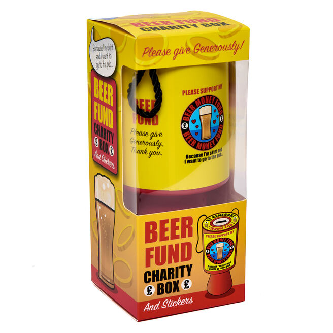 Beer Fund Novelty Charity Box & Stickers