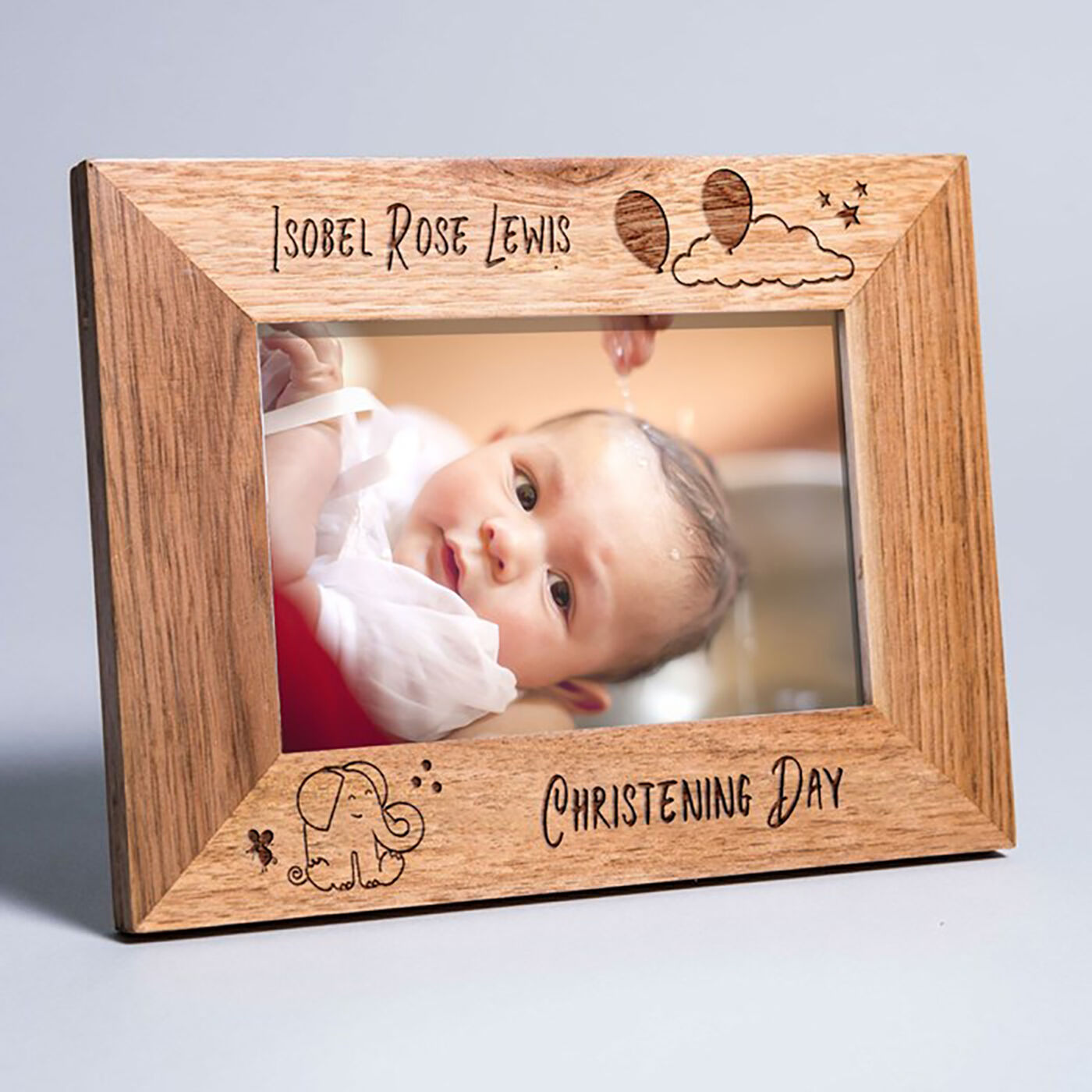 Buy Personalised Engraved Wooden Photo Frame Baby Elephant for GBP 15