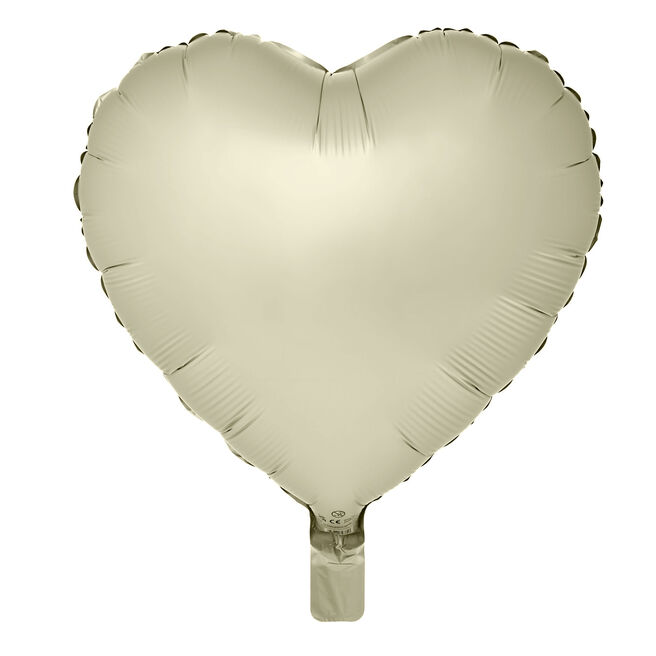 Cream Heart 18-Inch Foil Helium Balloon