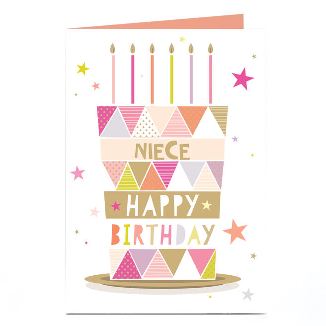 Personalised Birthday Card - Pink Geometric Cake