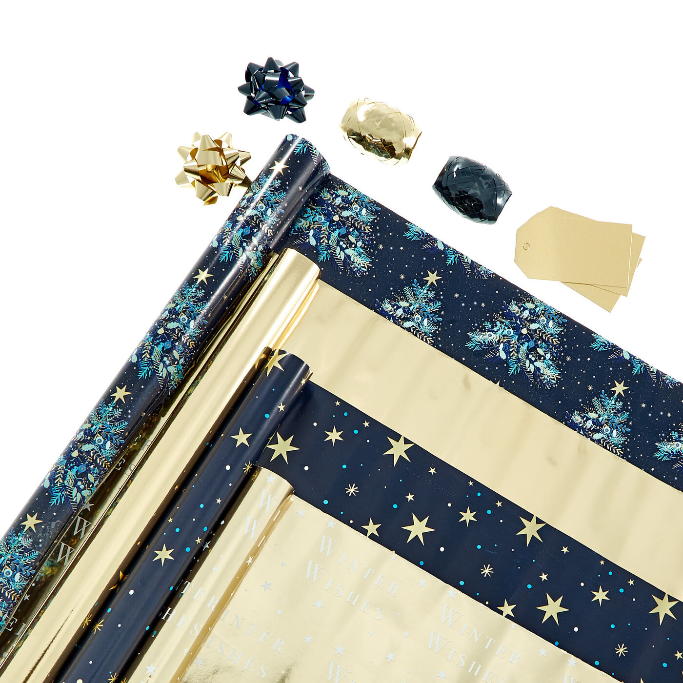 Buy Navy & Gold Gift Wrap Pack for GBP 3.49 | Card Factory UK