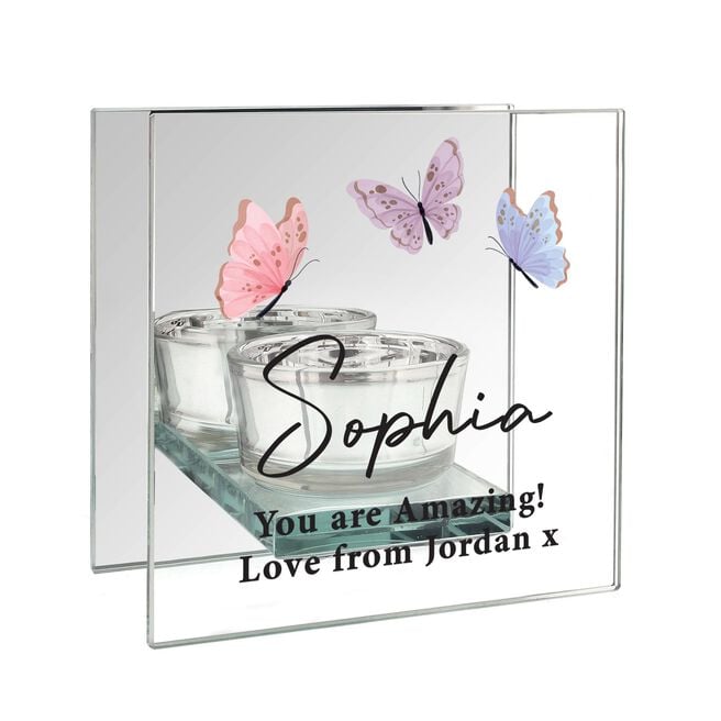 Personalised Butterfly Mirrored Tealight Holder