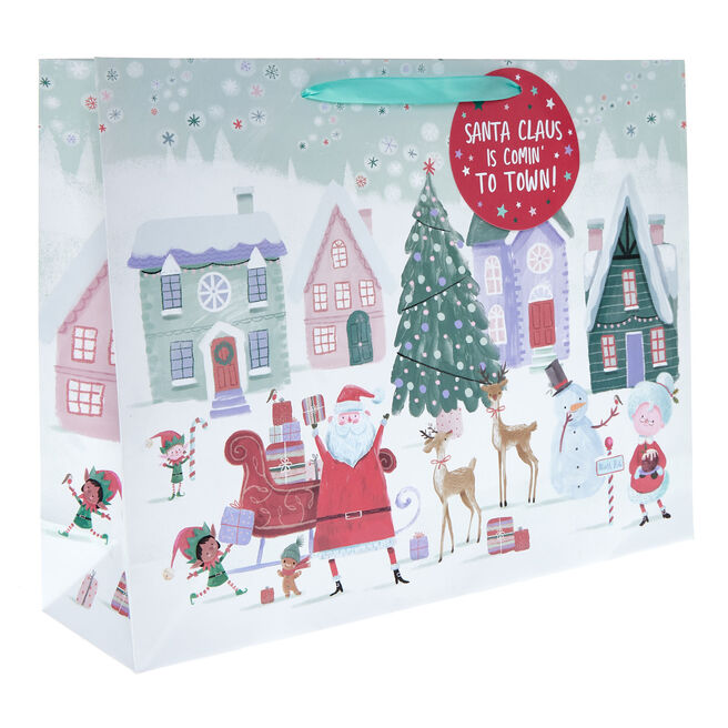 Extra Large Landscape Santa Claus is Comin' Gift Bag