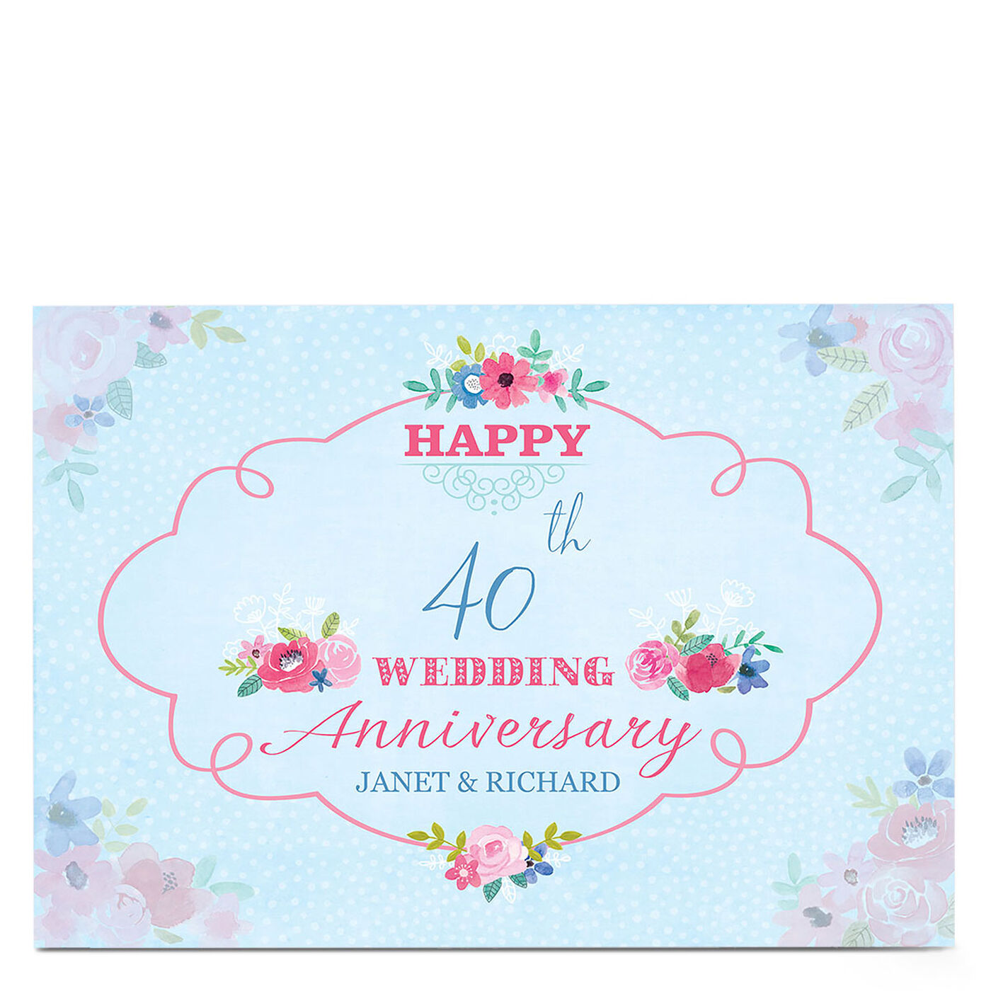 Buy Personalised Anniversary Card - Floral & Blue for GBP 2.99 | Card ...