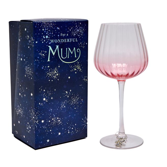 Wonderful Mum Wine Glass With Charm