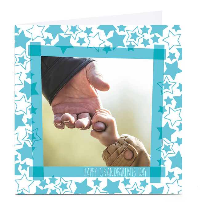 Personalised Grandparents Day Photo Card - Blue Stars