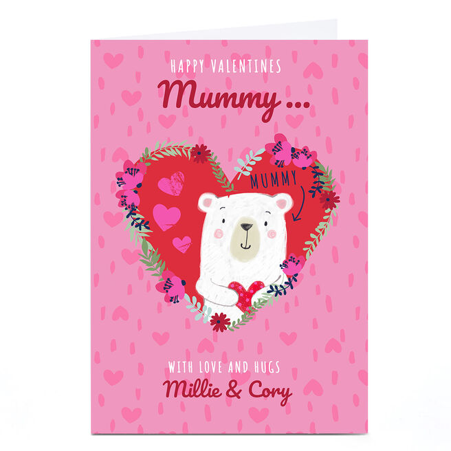 Personalised Bev Hopwood Valentine's Day Card - Love & Hugs Mummy
