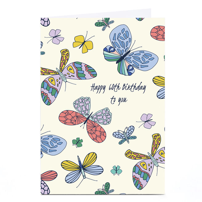Personalised Sazerelli 60th Birthday Card - Butterflies