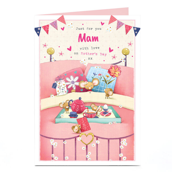 Personalised Mother's Day Card - Breakfast In Bed Mam