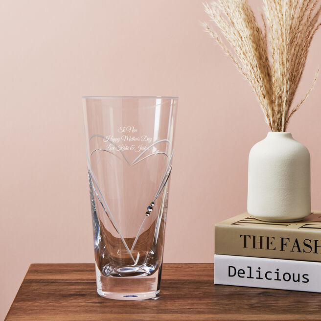 Personalised Swarovski Elements Glass Vase - Mother's Day