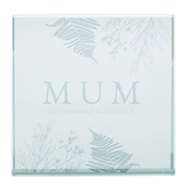 Personalised Engraved Glass Token - Floral