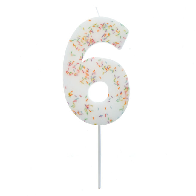 Jumbo Number '6' Sprinkle Candle 