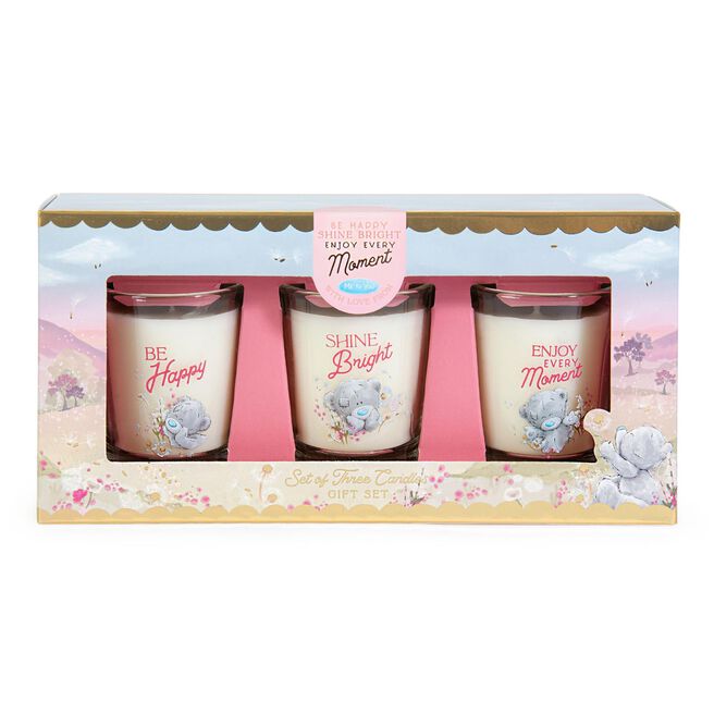 Be Happy Shine Bight Tatty Teddy Raspberry & Rose Candles - Set of 3