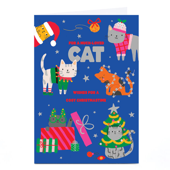 Personalised To the Cat Christmas Card - Lots of Colourful Cats