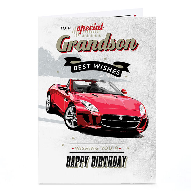 Birthday Card - Red Sports Car, Grandson