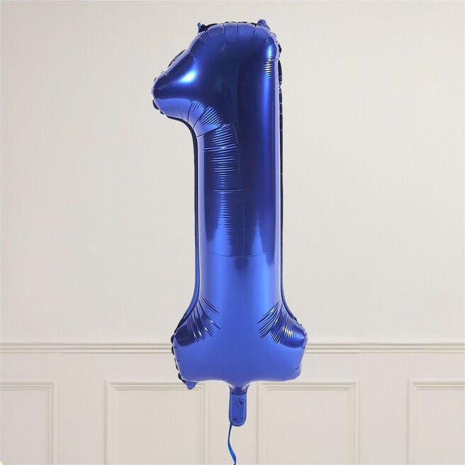 Blue Number 1 Giant Foil Helium Balloon - INFLATED 