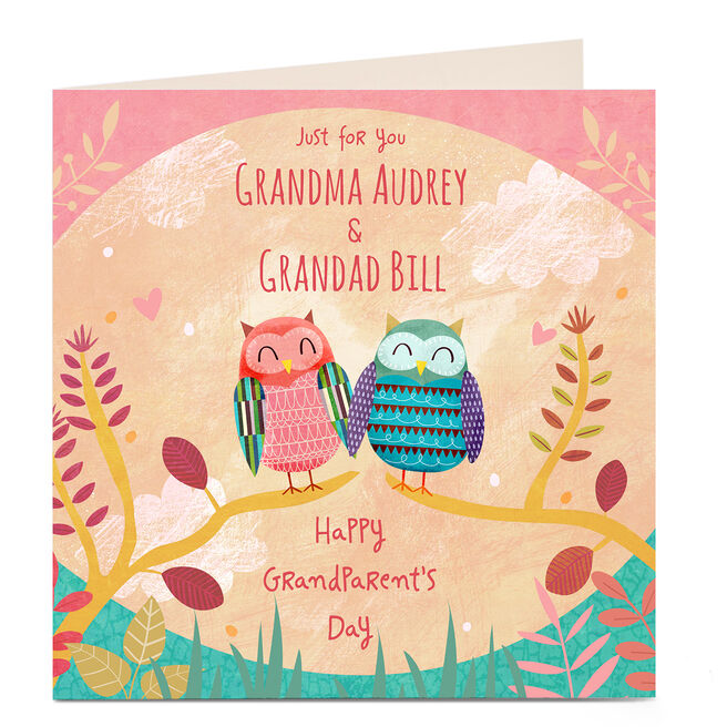 Personalised Grandparents Day Card - Two Owls
