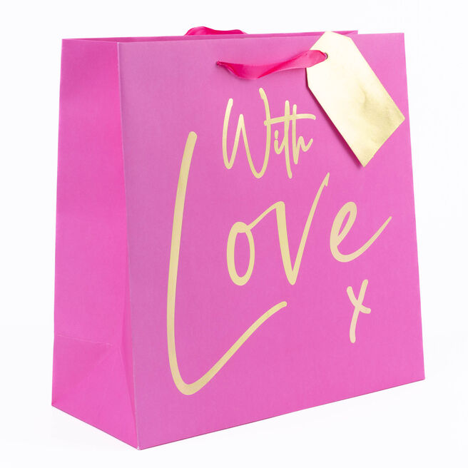 Pink & Gold With Love Giant Square Gift Bag