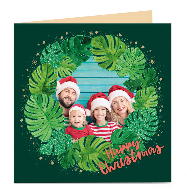 Photo Christmas Card - Wreath Of Leaves