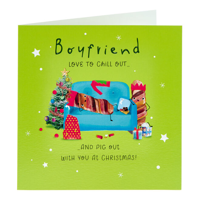 Boyfriend Chill Out & Pig Out Christmas Card