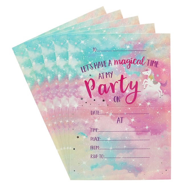 Unicorn Children's Party Invitations - Pack Of 20