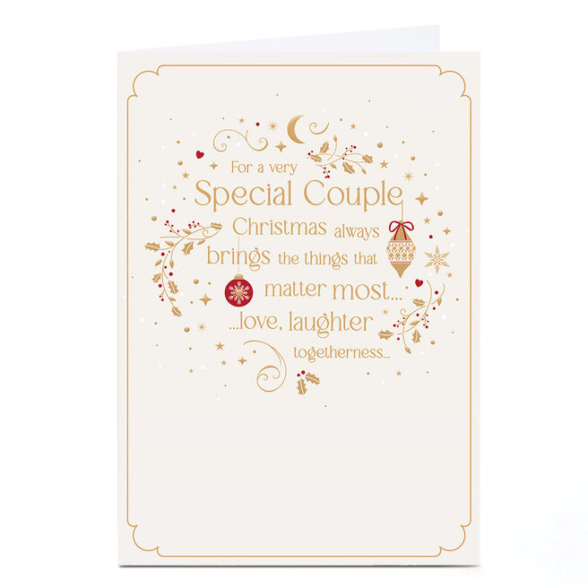 Christmas Card - The Things That Matter Most, For A Vey Special Couple