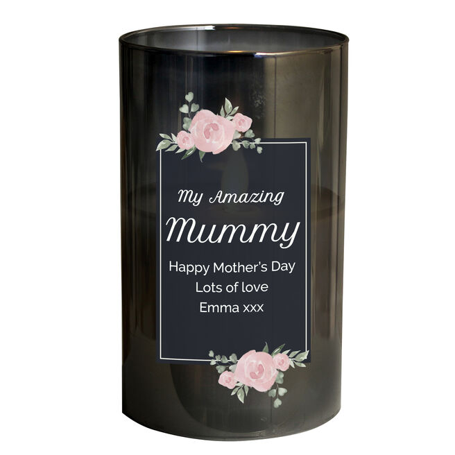 Personalised Floral Smoked LED Candle