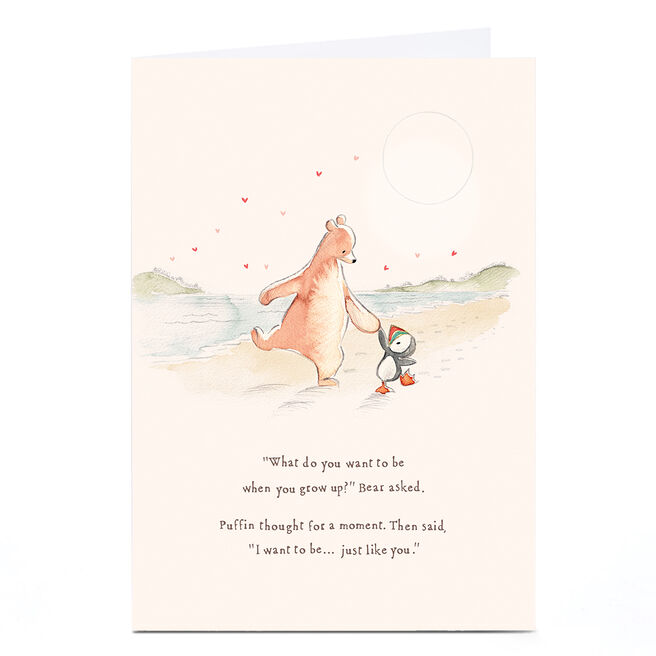 Personalised Card - Bear & Puffin Holding Hands
