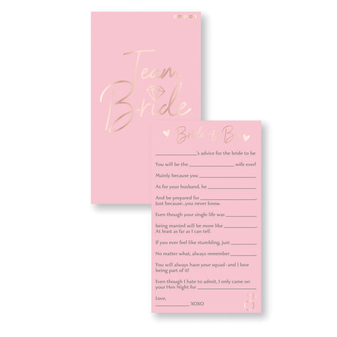 Team Bride Hen Advice Cards - Pack of 8