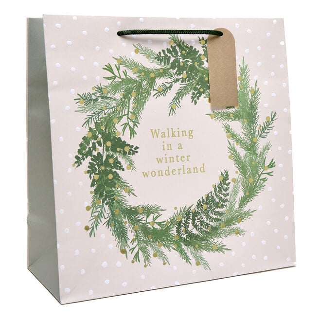 Winter Wonderland Wreath Large Square Gift Bag