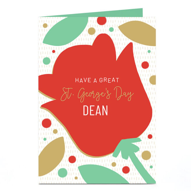 Personalised St. George's Day Card - Red Rose