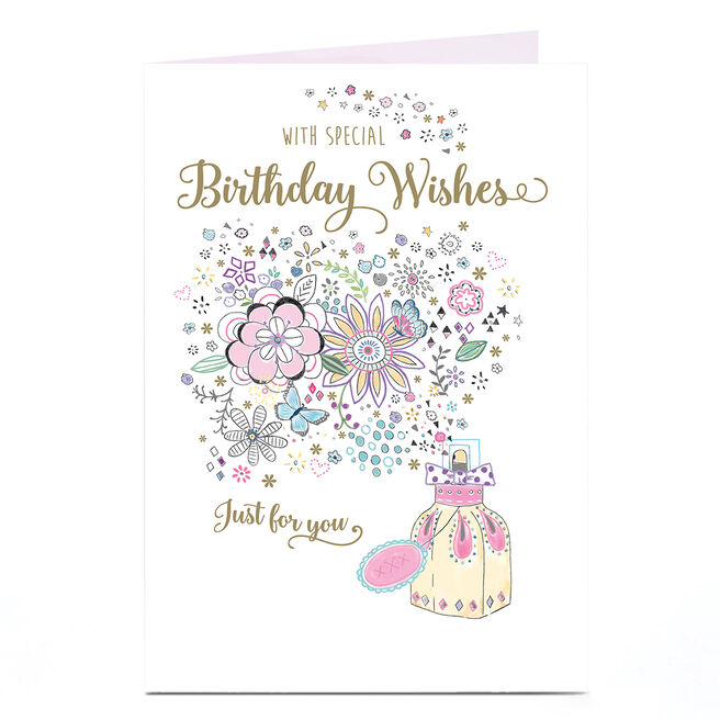 Birthday Card - Flowers & Perfume Bottle
