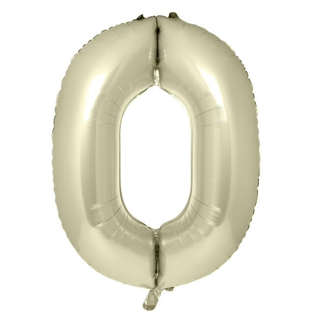 Large Cream 34-Inch Number 0 Balloon - Uninflated