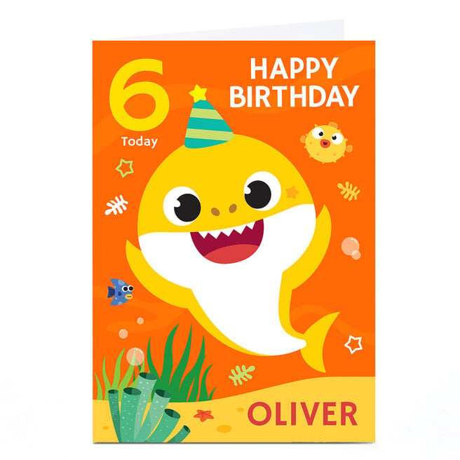 Personalised Baby Shark Birthday Card, Editable Age