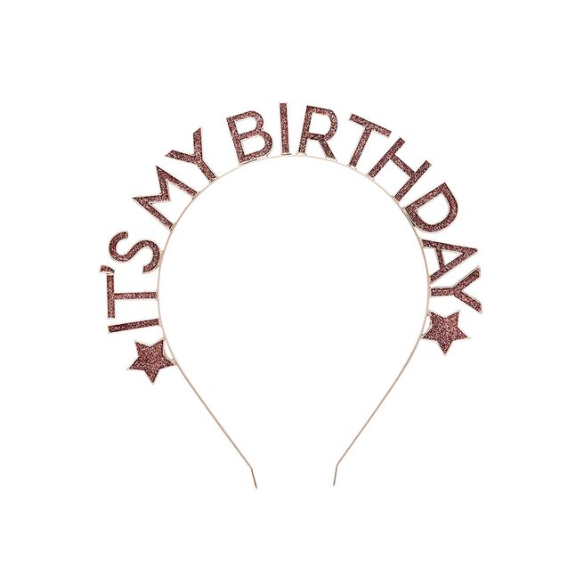 Rose Gold It's My Birthday Glitter Metal Headband 
