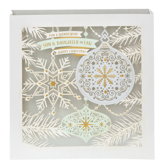 Son & Daughter In Law Baubles 3D Christmas Card
