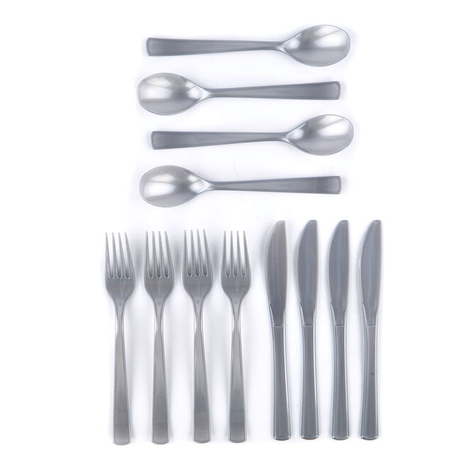 Silver Plastic Cutlery Set - 18 Pieces 