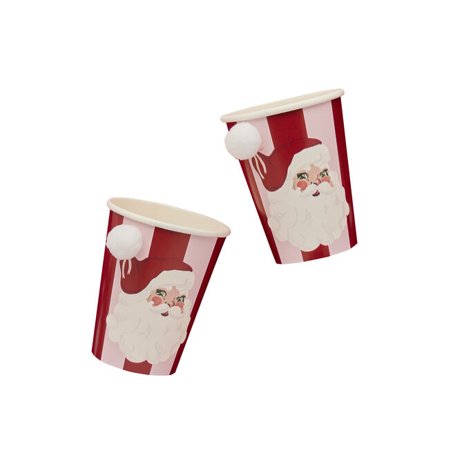 Vintage Santa Paper Cups - Pack of 8