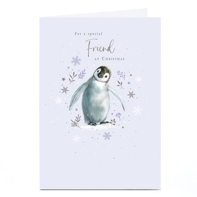 Personalised Christmas Card - Cute Penguin, Friend