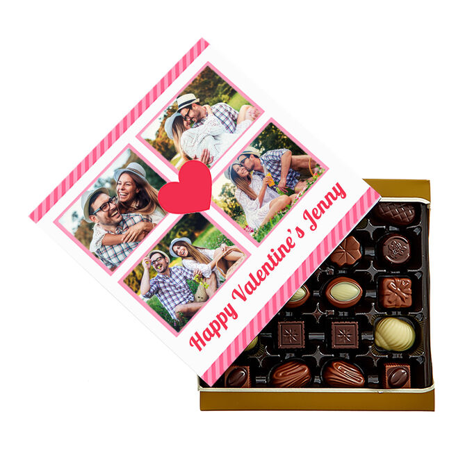 Photo Upload Belgian Chocolates - Heart & Stripes