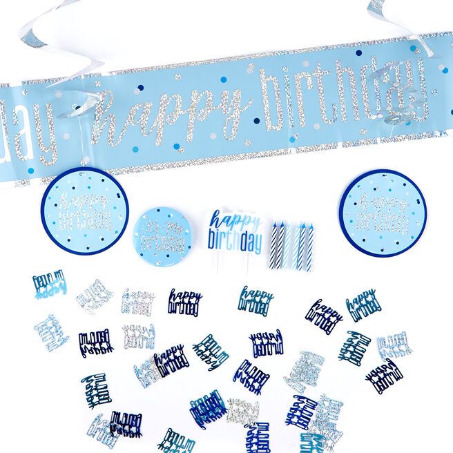 Blue Happy Birthday Party Accessory Kit - 23 Pieces 