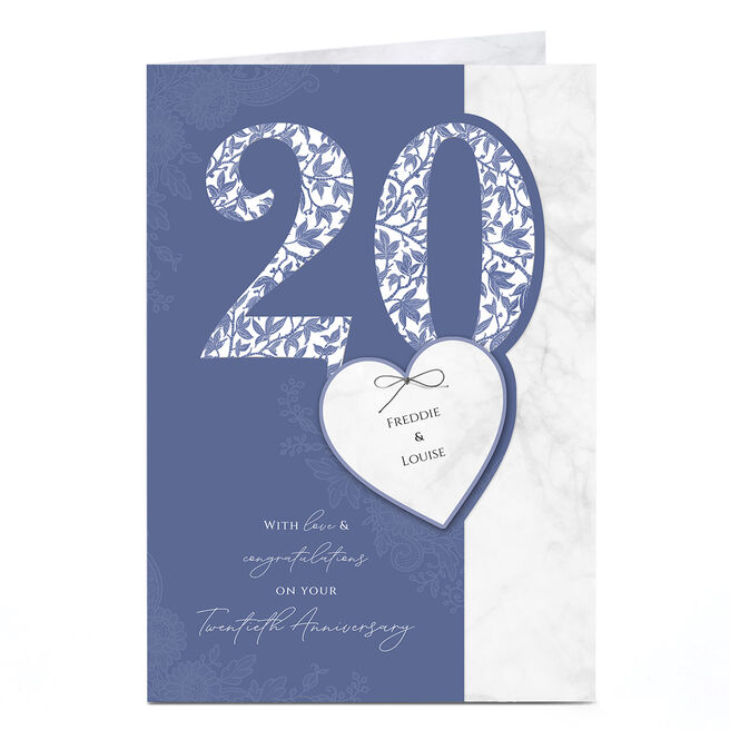 Personalised 20th Anniversary Card - Love & Congratulations