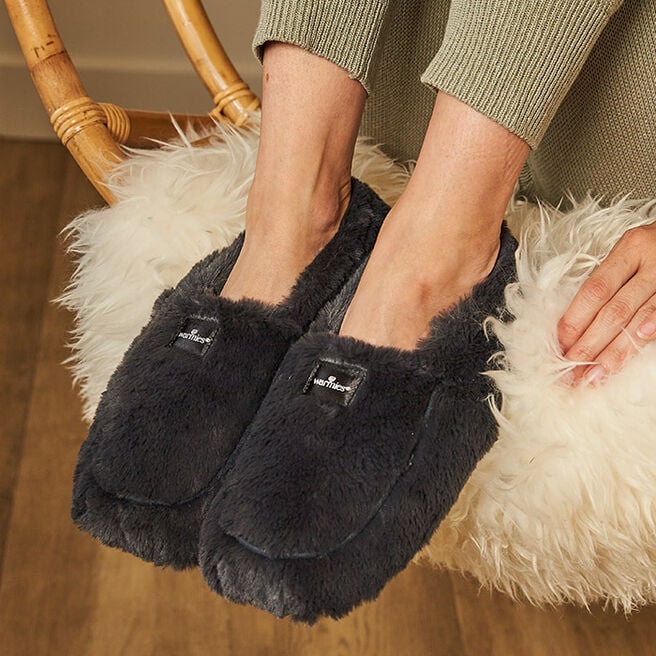 Warmies Luxurious Microwavable Slippers - Charcoal