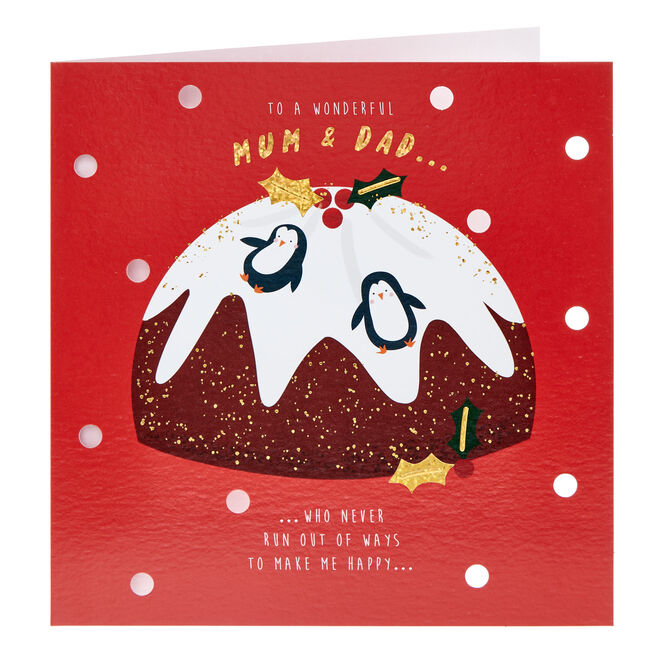 Platinum Mum & Dad Pudding Christmas Card