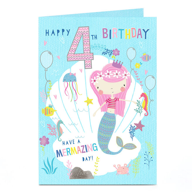4th Birthday Card - Mermazing Day