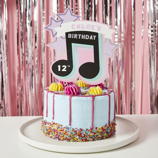 Birthday Musical Note Customisable Card Cake Topper