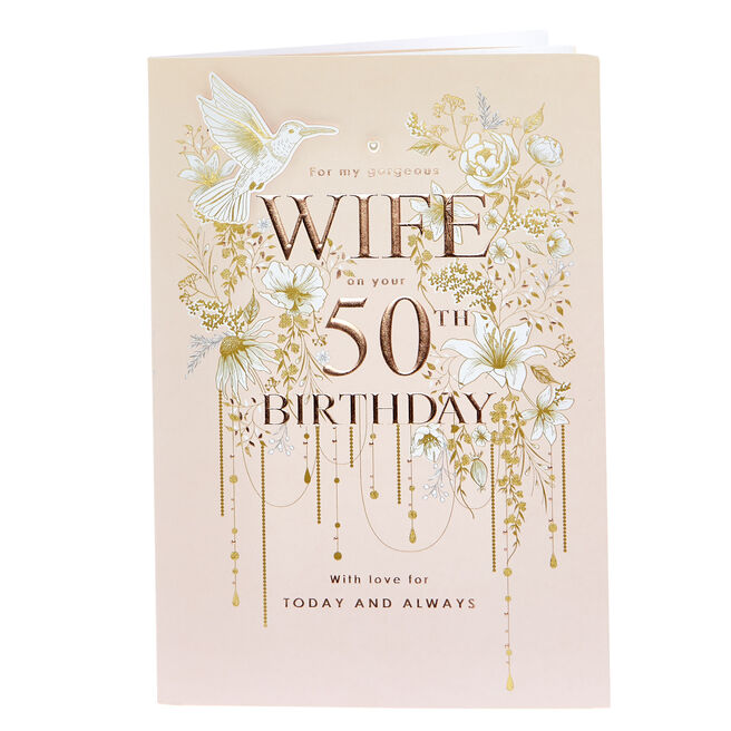 50th Birthday Card - For My Gorgeous Wife