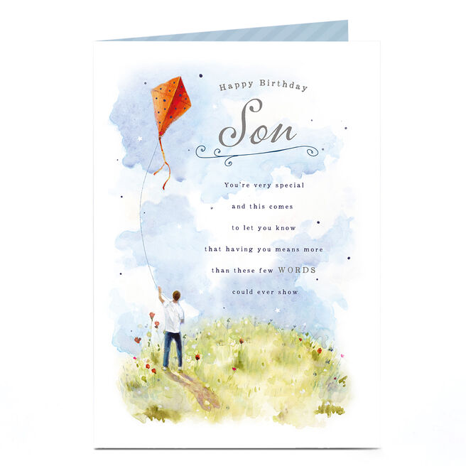 Birthday Card - Kite Flying Poem, Son